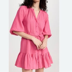 Apiece Apaert Mitte mini  Tiered Button-Front Dress- India Pinl